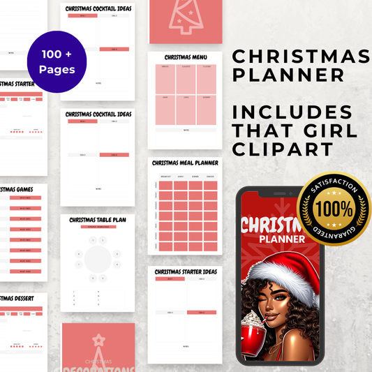 Ultimate PLR Christmas Planner | Editable & Printable | Includes That Girl Clipart | Works with GoodNotes & All Devices | Resell Rights Included