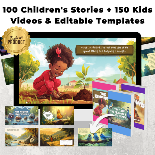 100 Children's Stories + 150 PLR Kids Videos & Editable Templates | with Resell Rights